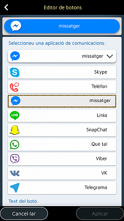 Integra la teva aplicació de comunicacions preferida (WhatsApp, Messenger, Line)